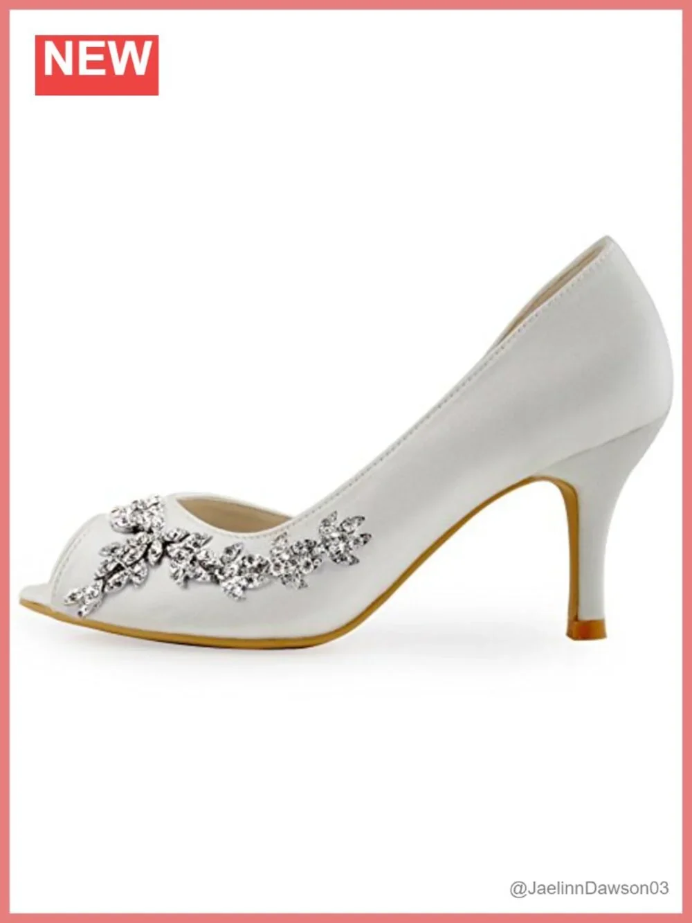 Satin Rhinestone Peep Toe Heels Women's High Heel Wedding Bridal Pumps